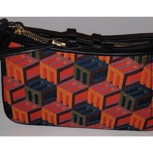 MCM Red and Pink Cubic Logo JaCrossbody Bag with Modern Design
